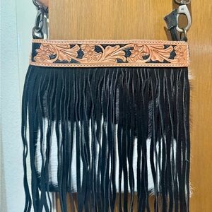 Black and Tan Fringe Women Bag